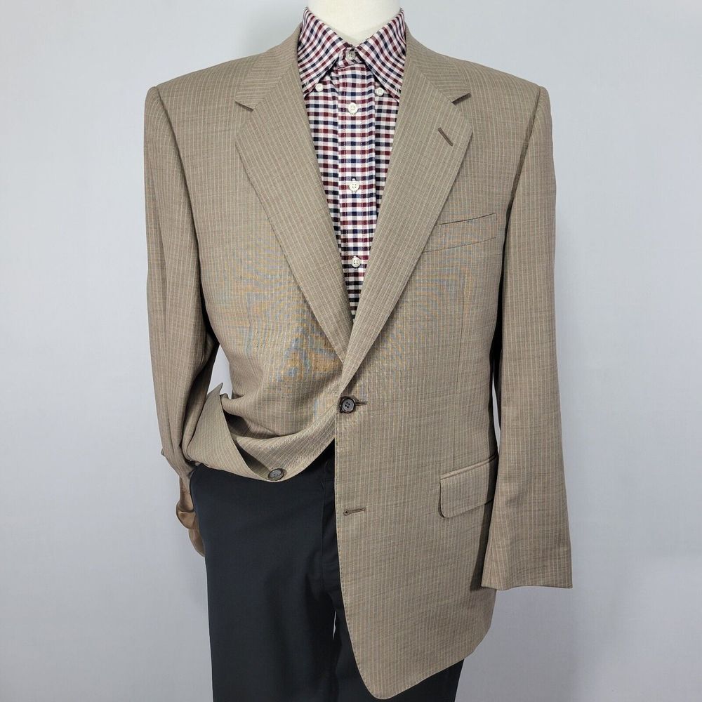 Canali Saks Fifth Avenue Men's Sport Coat Blazer‎ Two Button Brown Wool 150s 44R